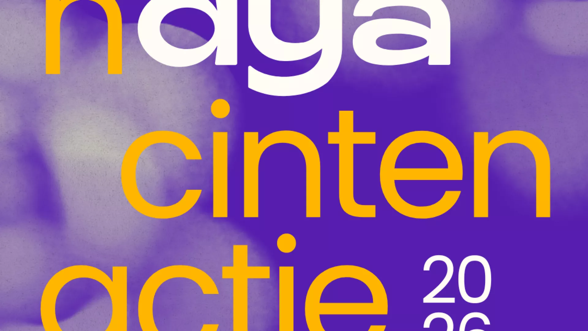 Afbeelding met de woorden "haya cinten actie 2026" op een paarse achtergrond.