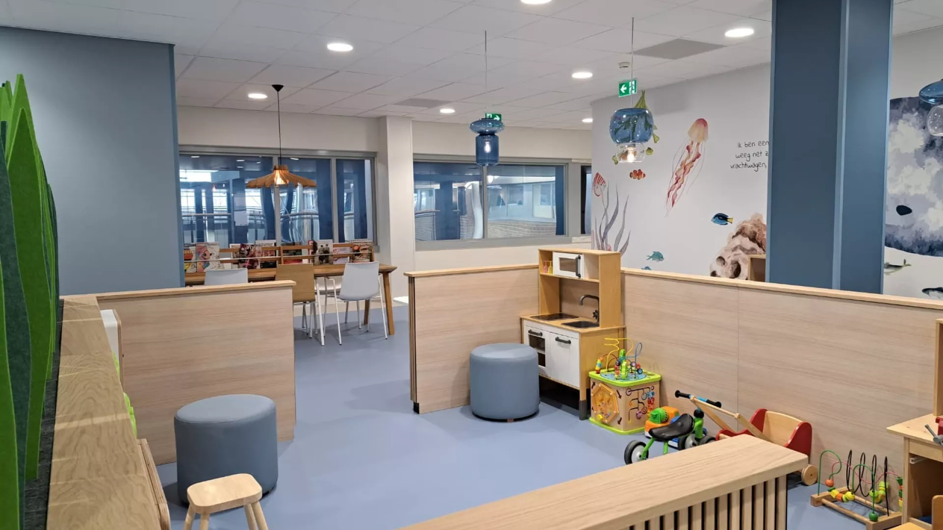 Speelhoek van de nieuwe poli kindergeneeskunde in Frisius MC Heerenveen.
