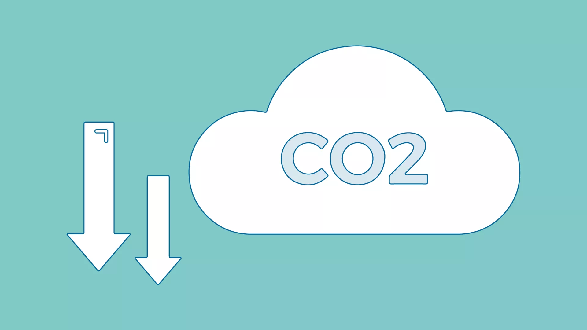 Icoon van een wolk met de tekst "CO2" en dalende pijlen.