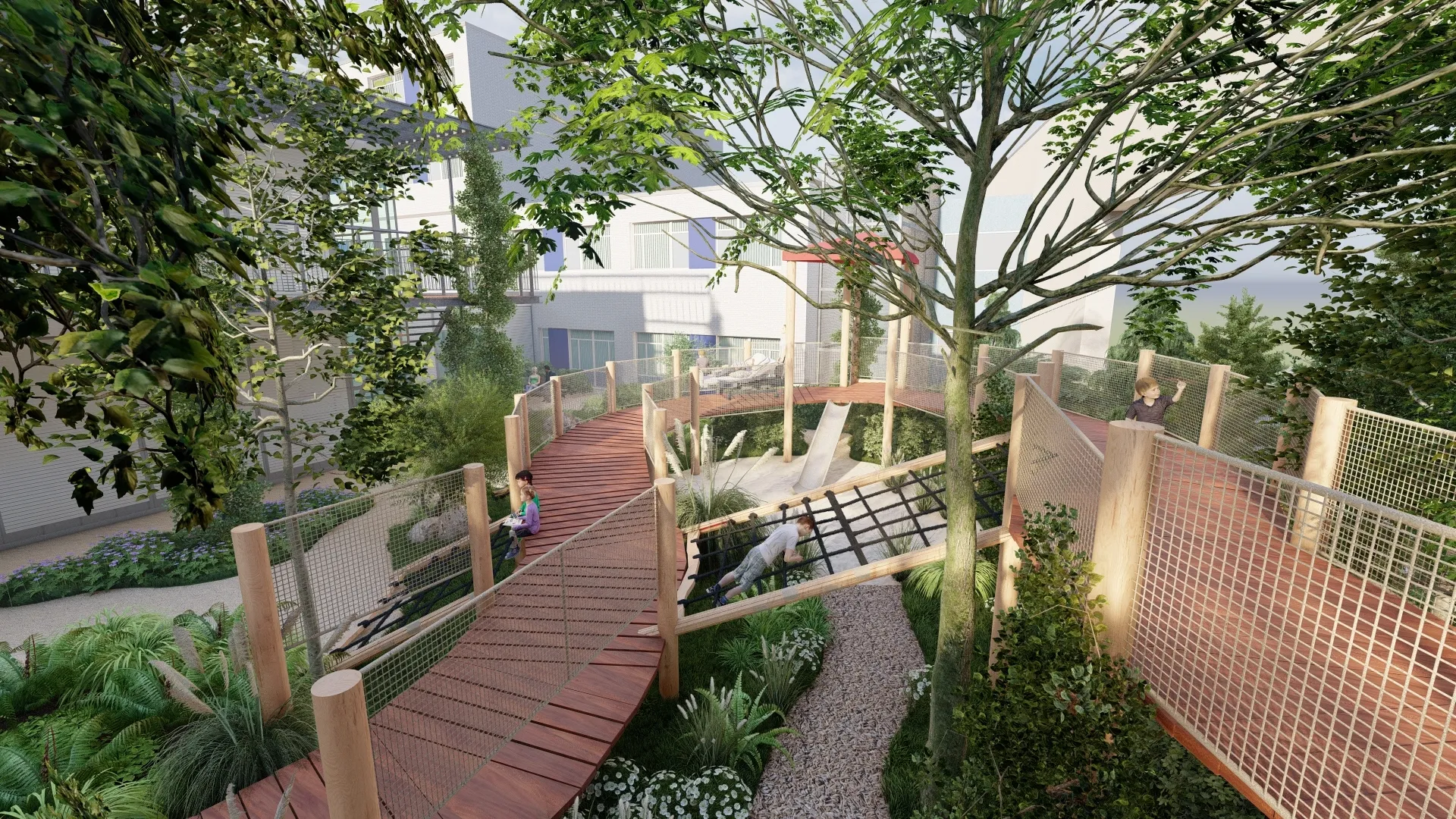 Het ontwerp van de speeltuin bij Frisius MC Leeuwarden.