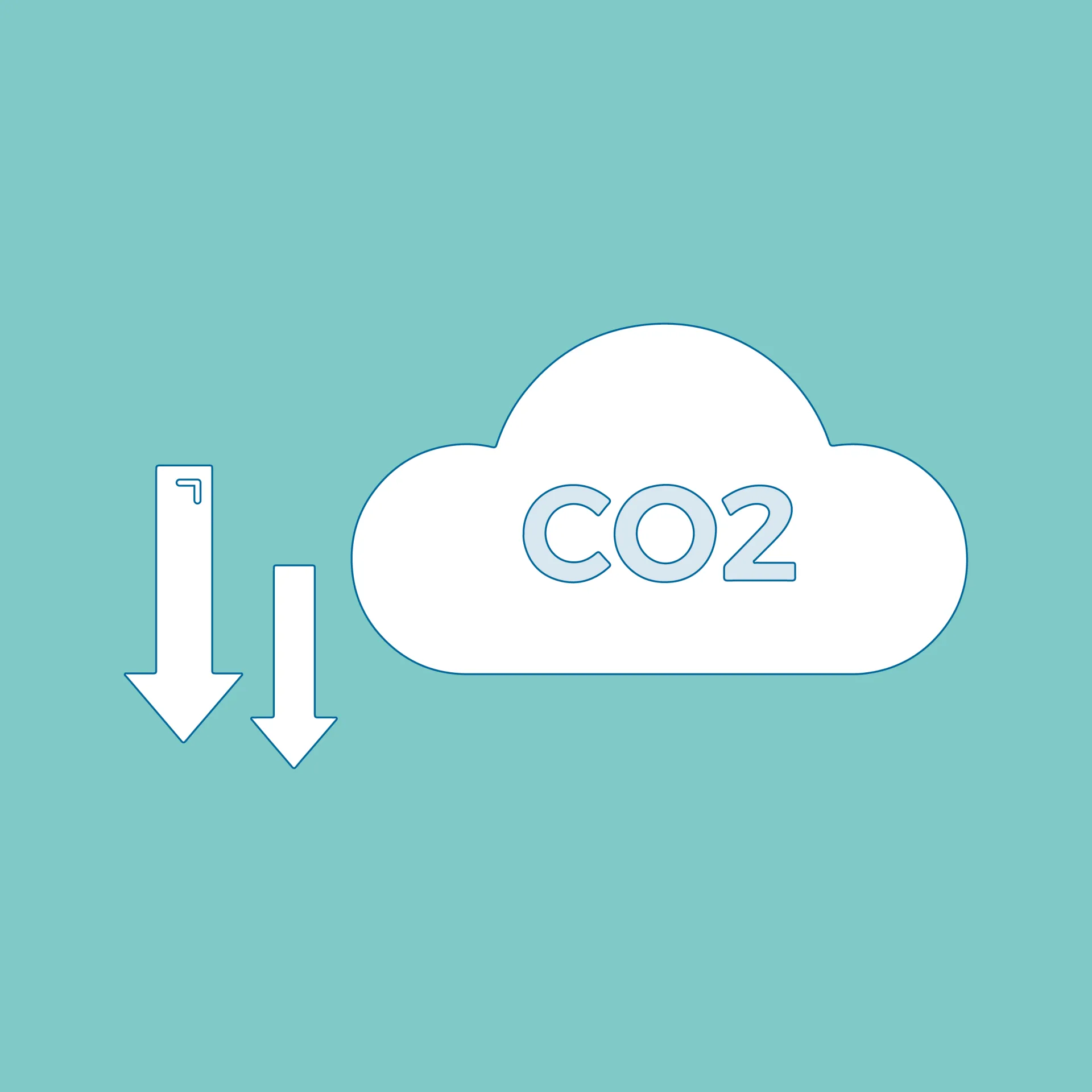 Icoon van een wolk met de tekst "CO2" en dalende pijlen.