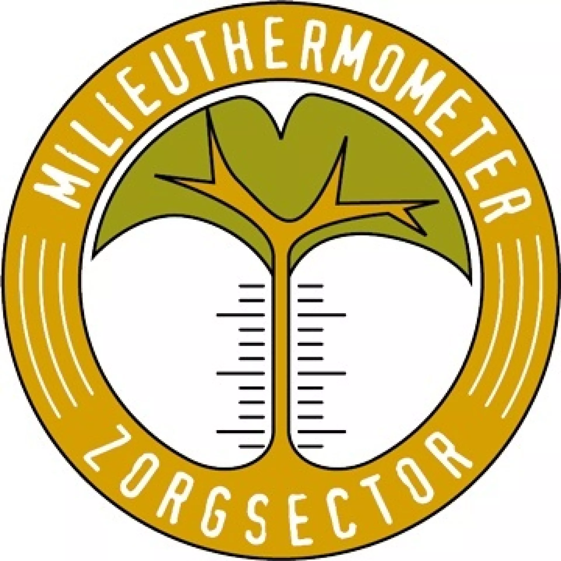 Gouden logo van Milieuthermometer Zorgsector.