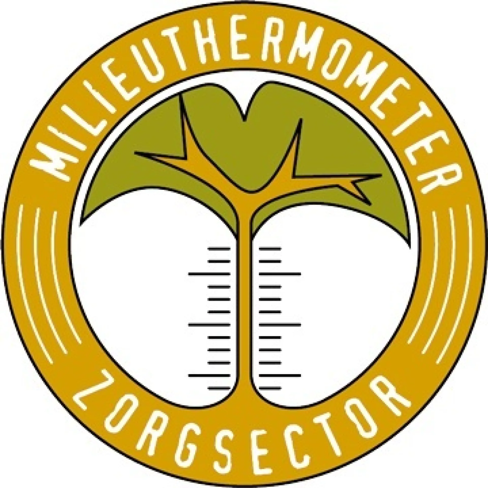 Gouden logo van Milieuthermometer Zorgsector.