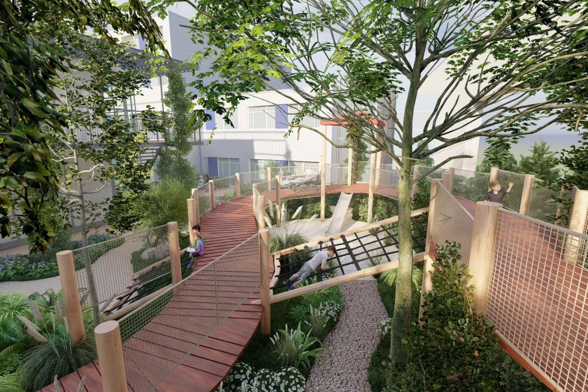Het ontwerp van de speeltuin bij Frisius MC Leeuwarden.