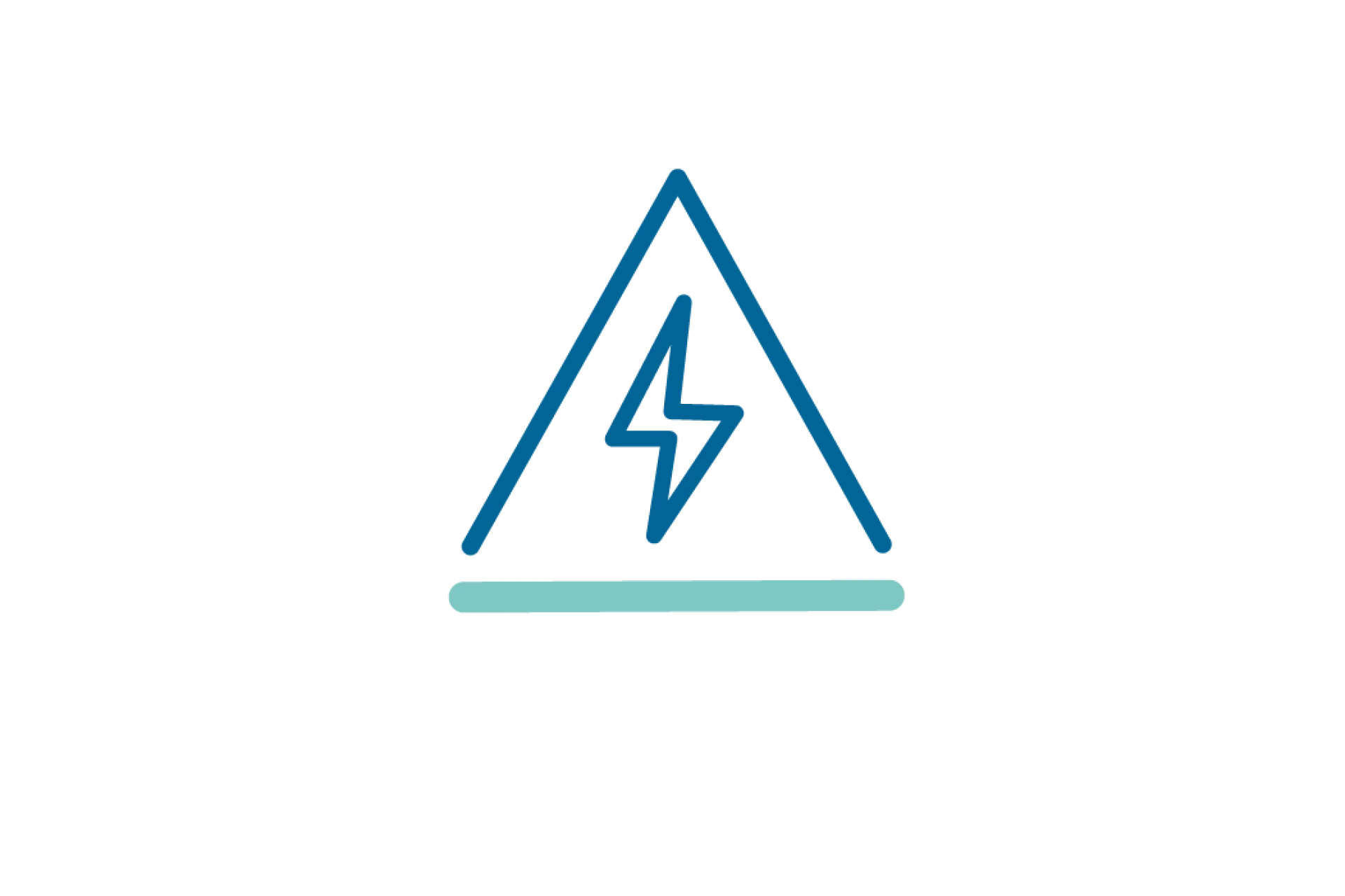 Logo van een blauwgroene bliksemschicht binnen een driehoek.
